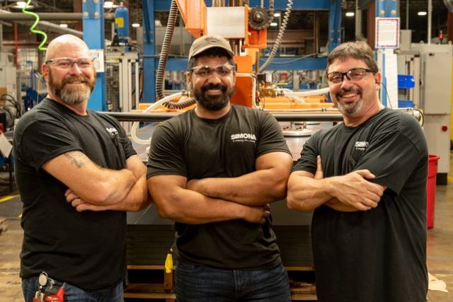 Careers, three happy workers